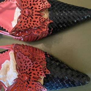 Rose & Black Butterfly Heels